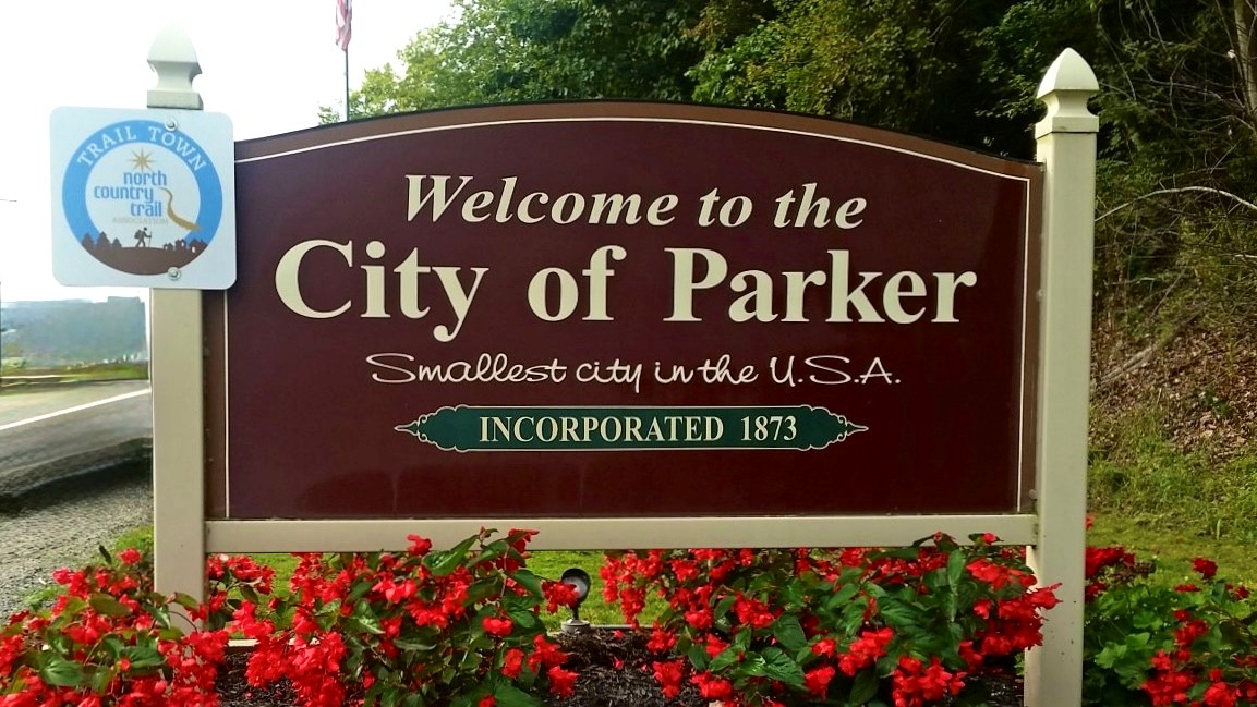 Parker, PA: Once the “smallest city in the USA” sign